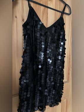 Boohoo Black Sequin Slip Dress